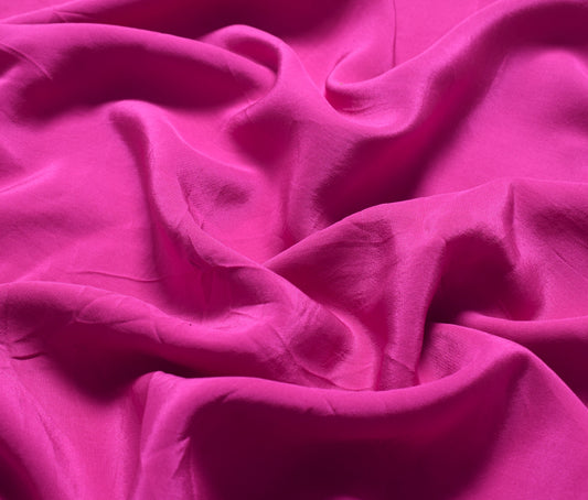 Sushila Vintage Fuchsia Pink Sari Remnant Scrap Pure Crepe Silk 4YD Craft Fabric