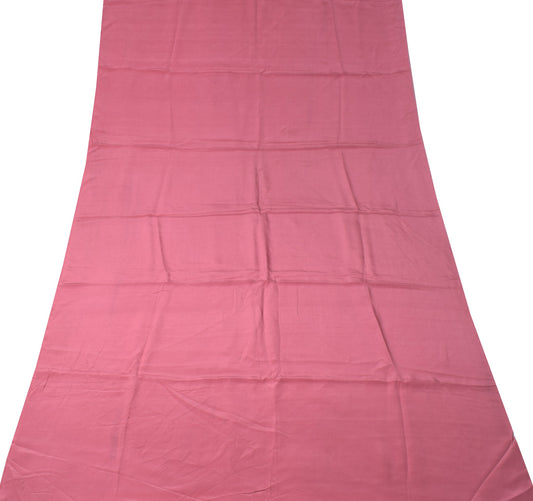 Sushila Vintage Pink Sari Remnant Scrap Pure Crepe Silk Plain Soft Craft Fabric