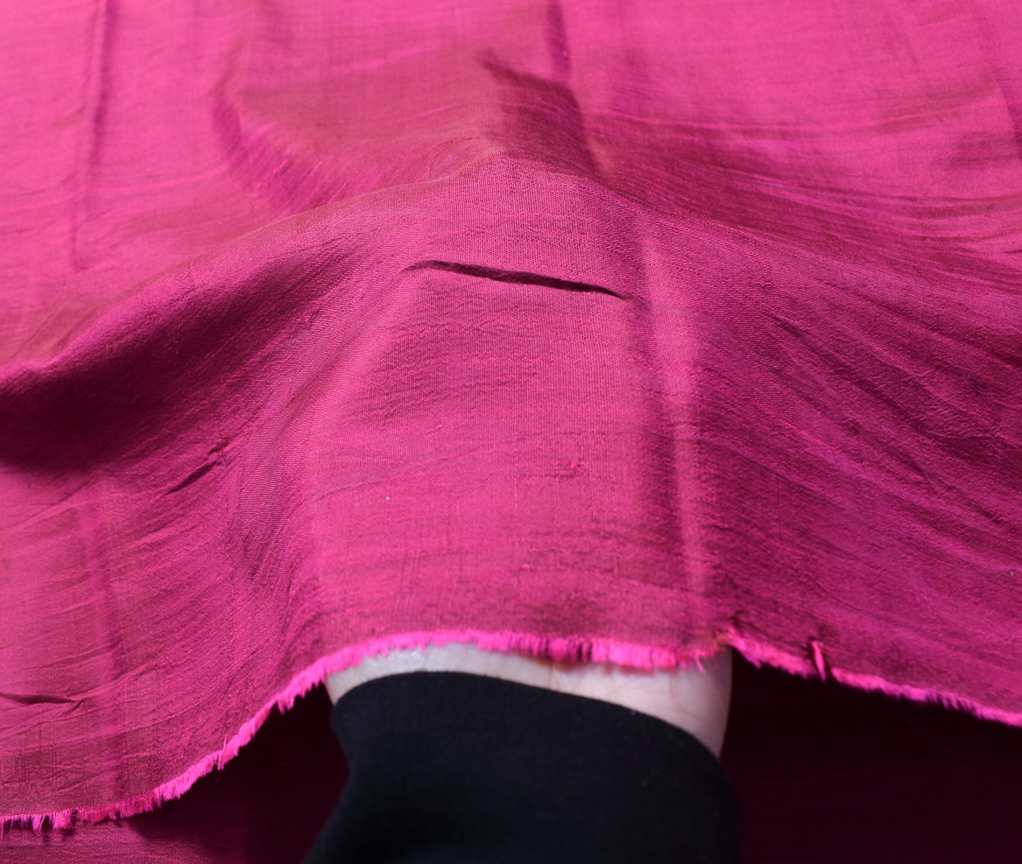 Sushila Vintage Magenta Sari Remnant Scrap Multi Purpose Pure Silk Craft Fabric
