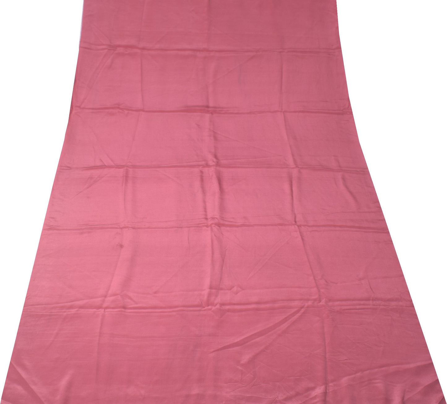 Sushila Vintage Pink Sari Remnant Scrap Pure Crepe Silk Plain Soft Craft Fabric