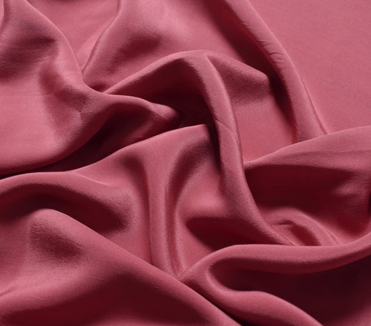 Sushila Vintage Pink Sari Remnant Scrap Pure Crepe Silk Plain Soft Craft Fabric