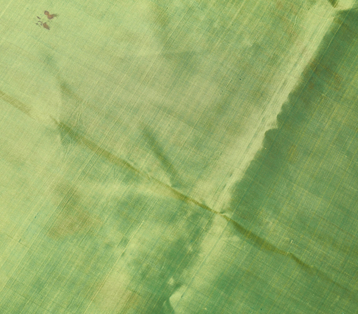 Sushila Vintage Green Sari Remnant Scrap Dual Toned Pure Silk 5Yard Craft Fabric