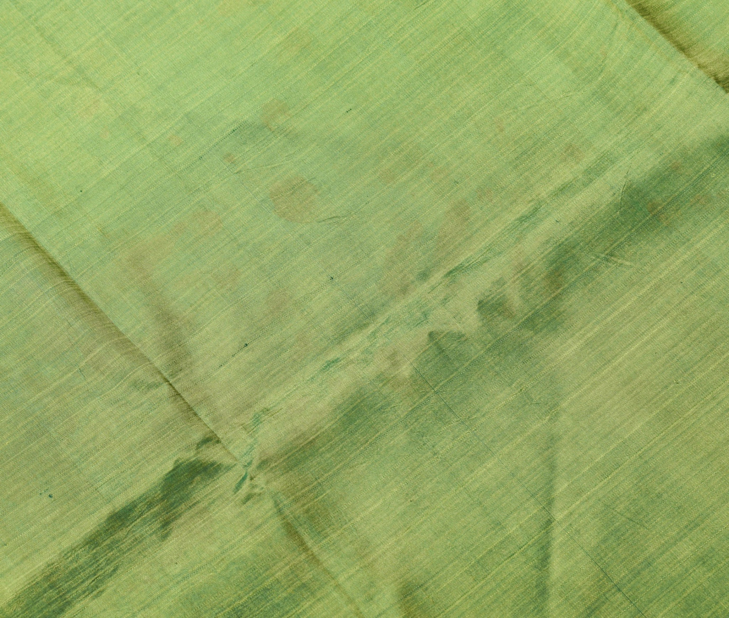 Sushila Vintage Green Sari Remnant Scrap Dual Toned Pure Silk 5Yard Craft Fabric