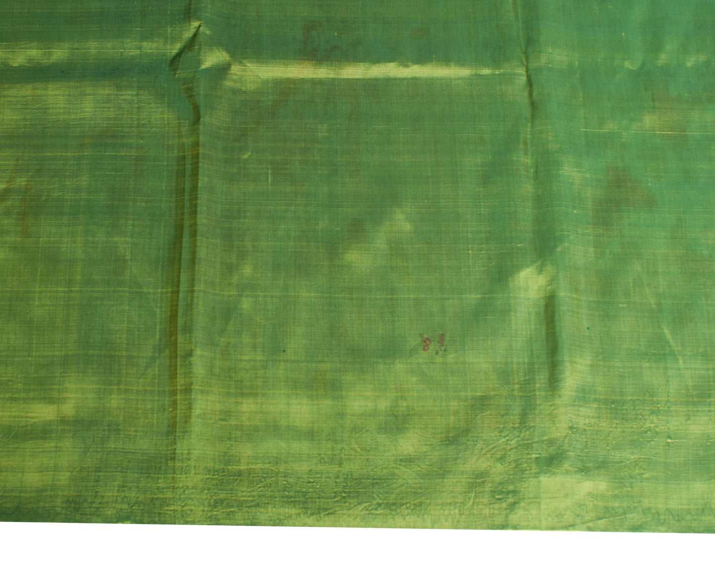 Sushila Vintage Green Sari Remnant Scrap Dual Toned Pure Silk 5Yard Craft Fabric