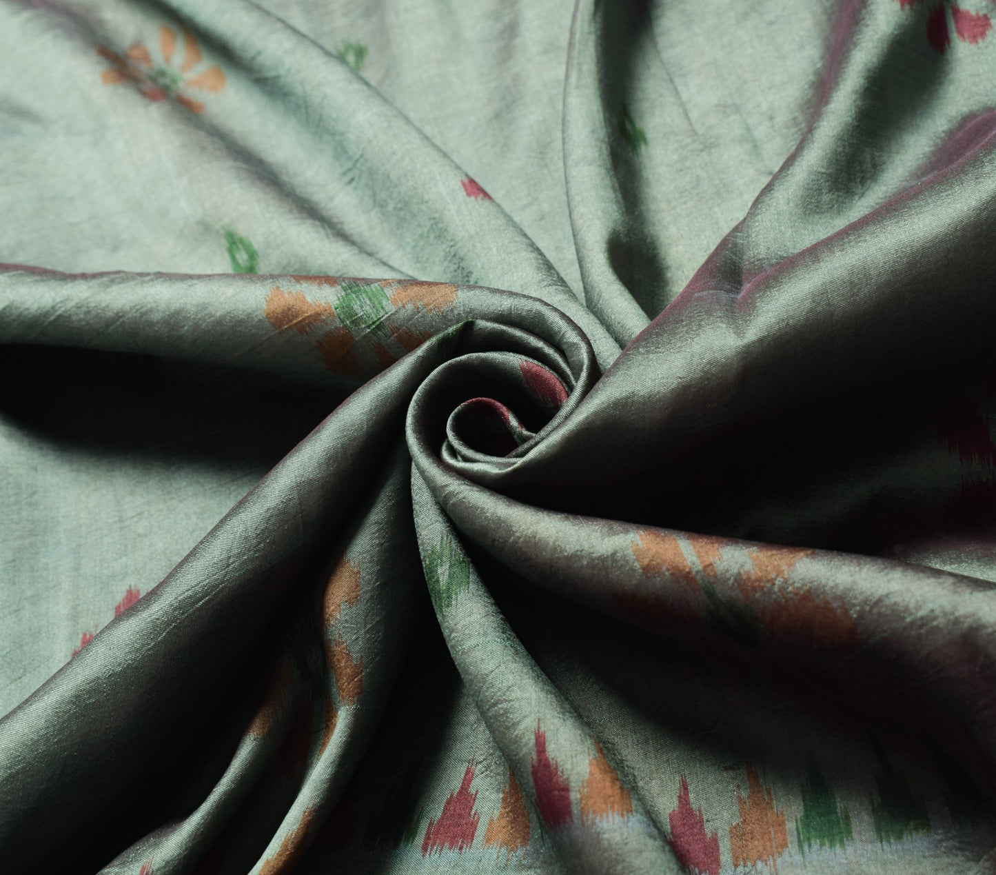 Sushila Vintage Green Sari Remnant Scrap handwoven Odisha Pure Silk Craft Fabric