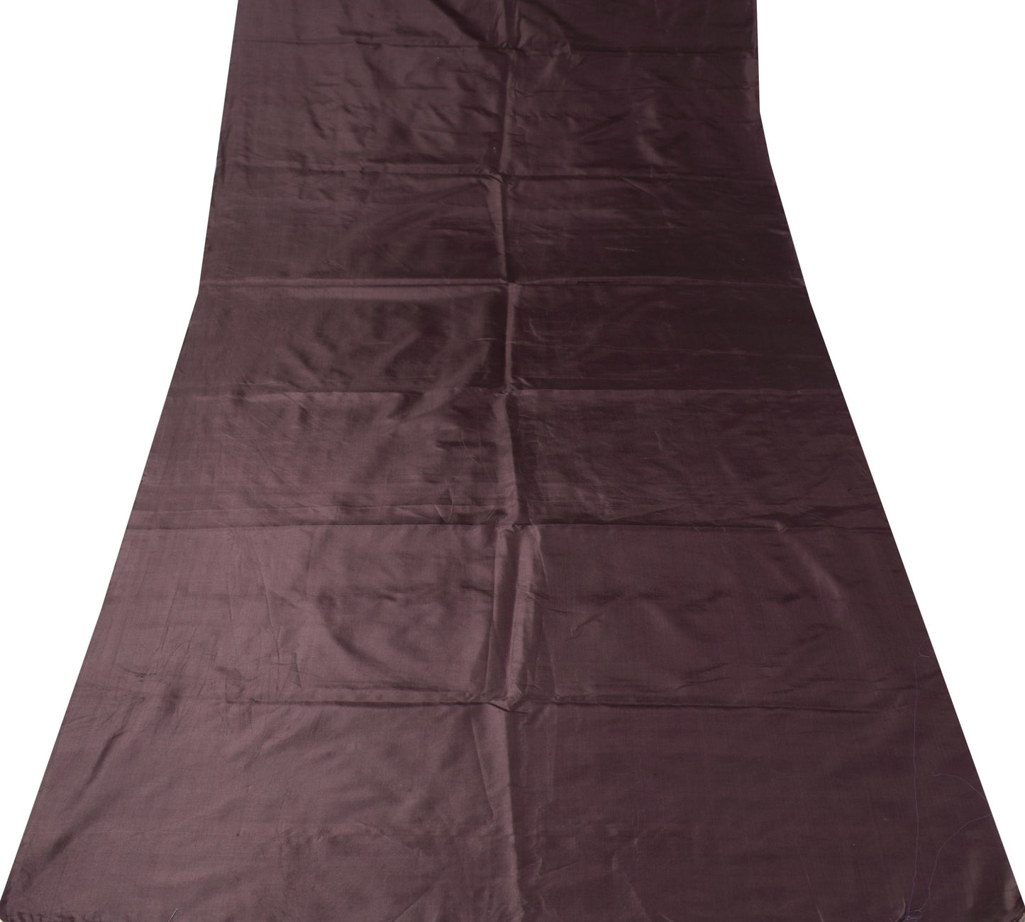Sushila Vintage Dark Chocolate Sari Remnant Scrap Pure Silk Plain Craft Fabric