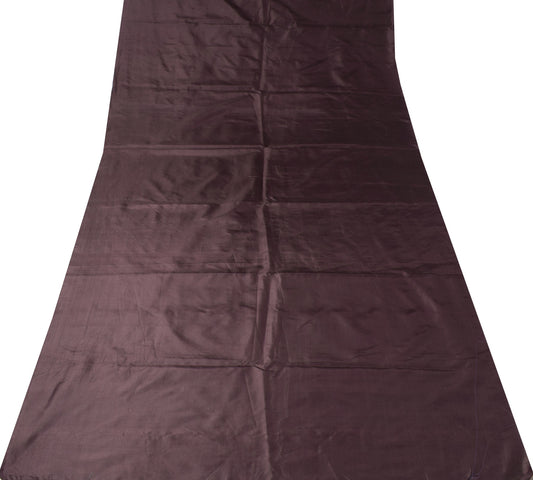 Sushila Vintage Dark Chocolate Sari Remnant Scrap Pure Silk Plain Craft Fabric