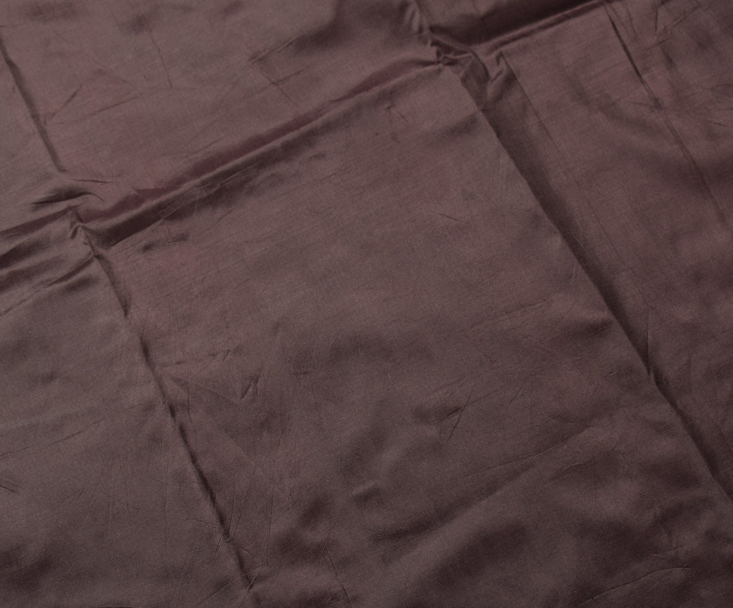 Sushila Vintage Dark Chocolate Sari Remnant Scrap Pure Silk Plain Craft Fabric