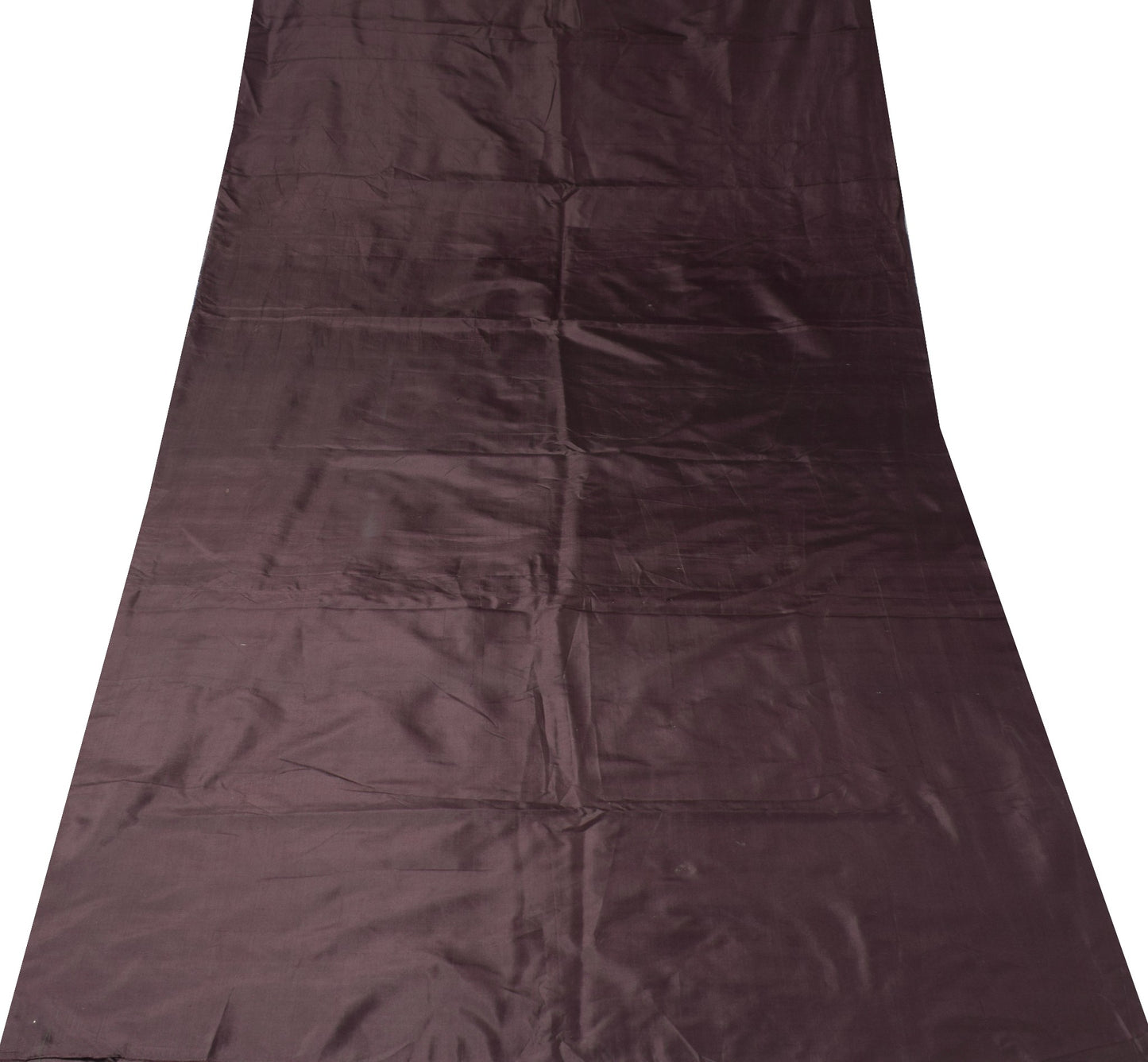 Sushila Vintage Dark Chocolate Sari Remnant Scrap Pure Silk Plain Craft Fabric