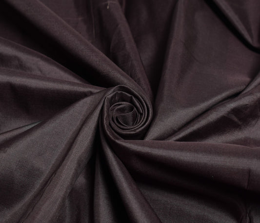 Sushila Vintage Dark Chocolate Sari Remnant Scrap Pure Silk Plain Craft Fabric