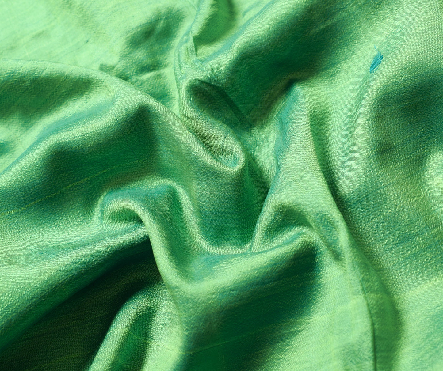 Sushila Vintage Green Dual Toned Sari Remnant Scrap Pure Silk 5Yard Craft Fabric