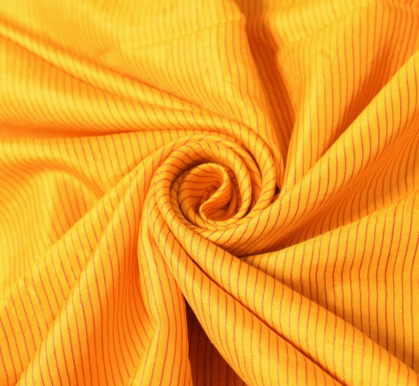 Sushila Vintage Woven Stripes Sari Remnant Scrap Yellow Pure Silk Craft Fabric