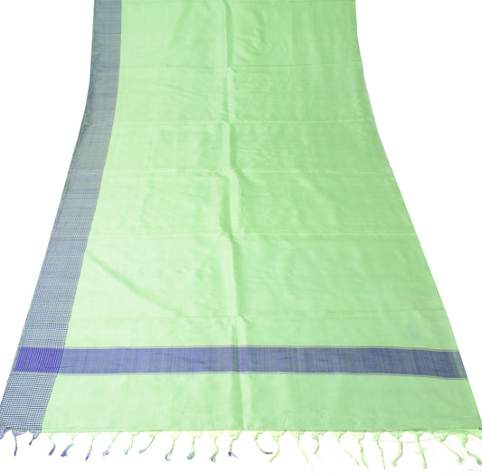 Sushila Vintage Green Sari Remnant Scrap Multi Purpose Pure Silk Craft Fabric