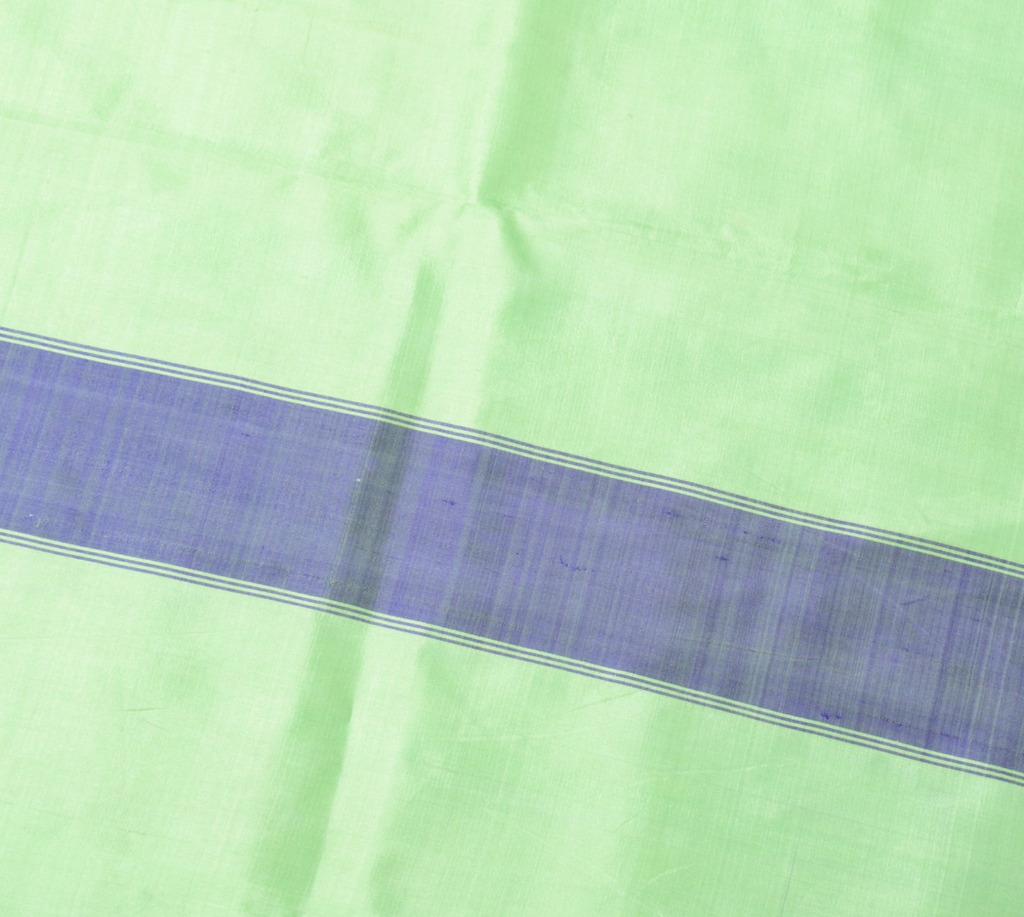Sushila Vintage Green Sari Remnant Scrap Multi Purpose Pure Silk Craft Fabric