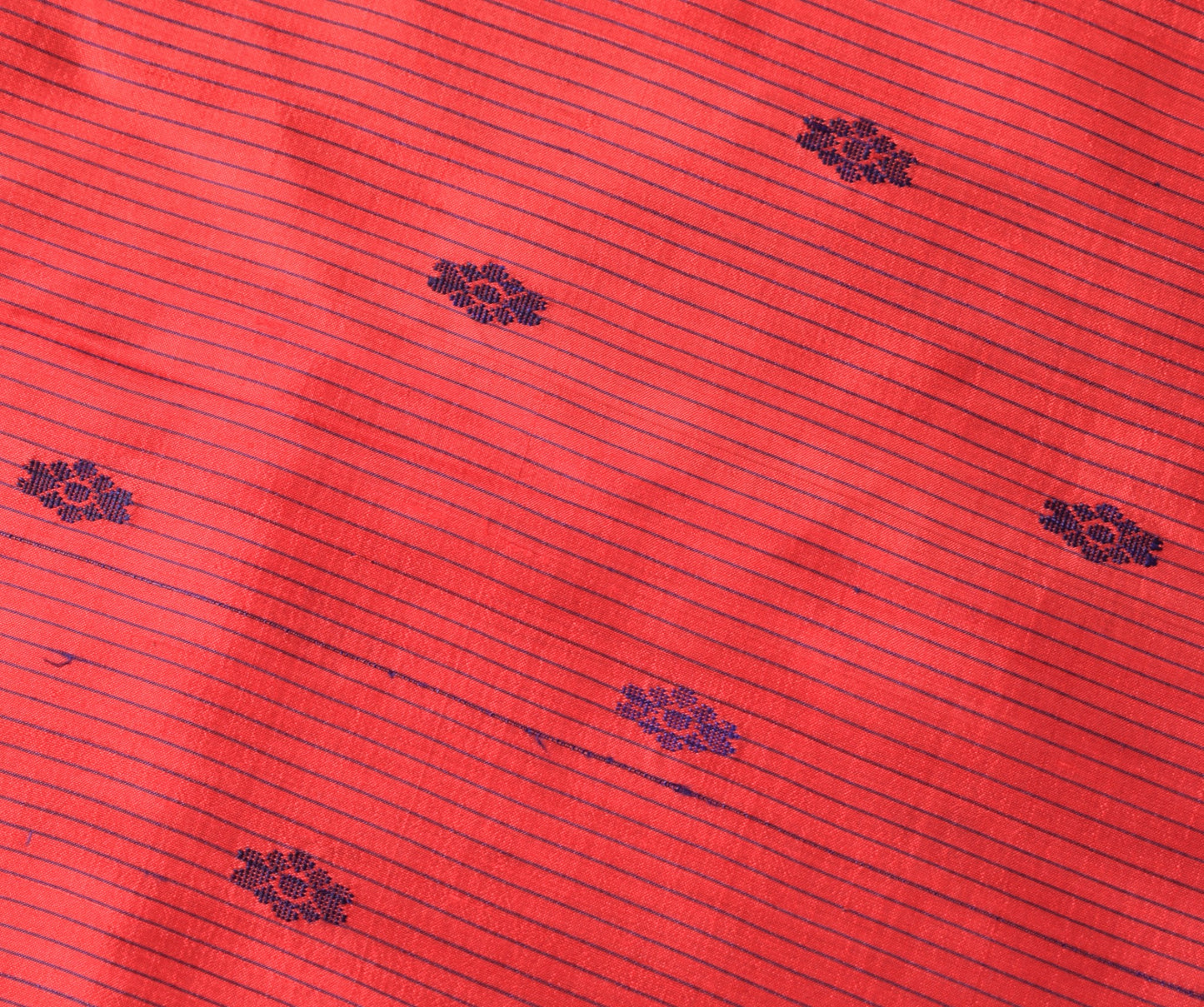 Sushila Vintage Red Sari Remnant Scrap Hand Woven Pure Silk Floral Craft Fabric