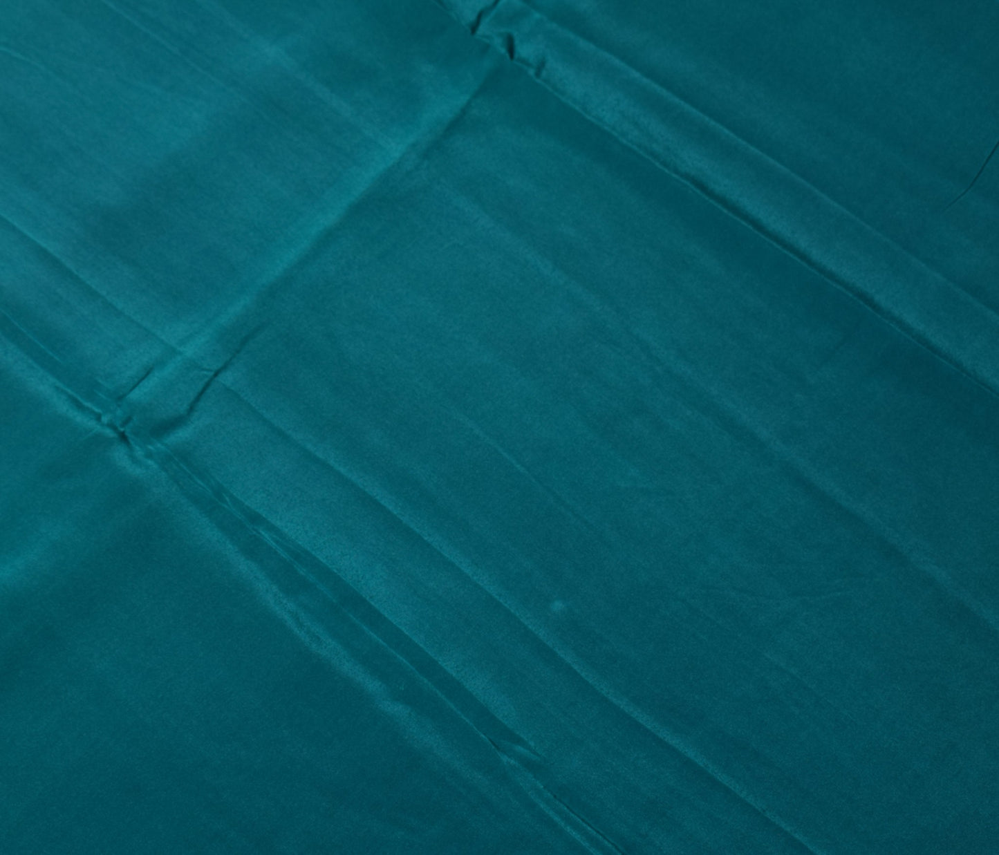 Sushila Vintage Teal Blue Sari Remnant Scrap Pure Crepe Silk Plain Craft Fabric