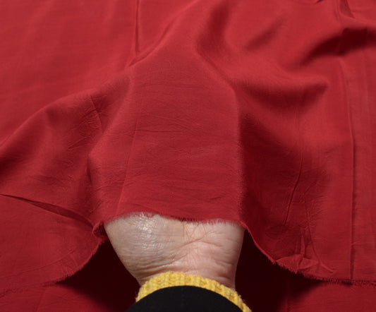 Sushila Vintage Red Sari Remnant Scrap Multi Purpose Pure CrepeSilk Craft Fabric