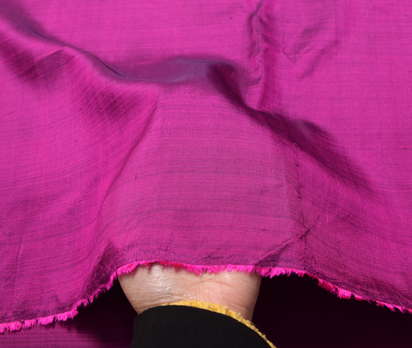 Sushila Vintage Magenta Sari Remnant Scrap Dual Tone Pure Silk Soft Craft Fabric