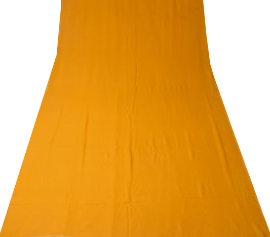Sushila Vintage Mustard Sari Remnant Scrap Pure Georgette Silk Craft Fabric