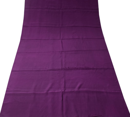 Sushila Vintage Dark Purple Sari Remnant Scrap Pure Crepe Silk 4Yds Craft Fabric