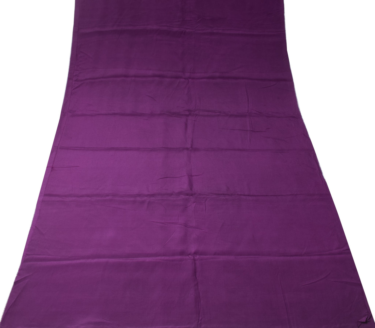 Sushila Vintage Dark Purple Sari Remnant Scrap Pure Crepe Silk 4Yds Craft Fabric