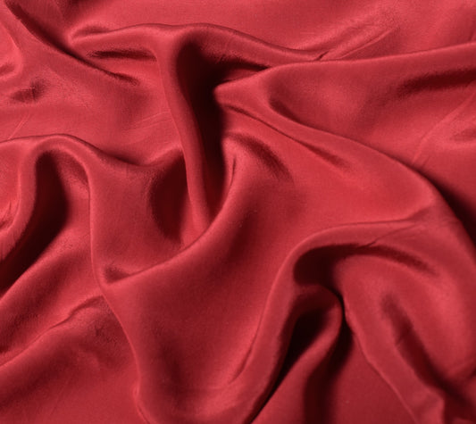 Sushila Vintage Red Sari Remnant Scrap Pure Crepe Multi Purpose Craft Fabric