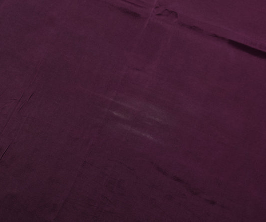 Sushila Vintage Dark Purple Sari Remnant Scrap Pure Crepe Silk Soft Craft Fabric