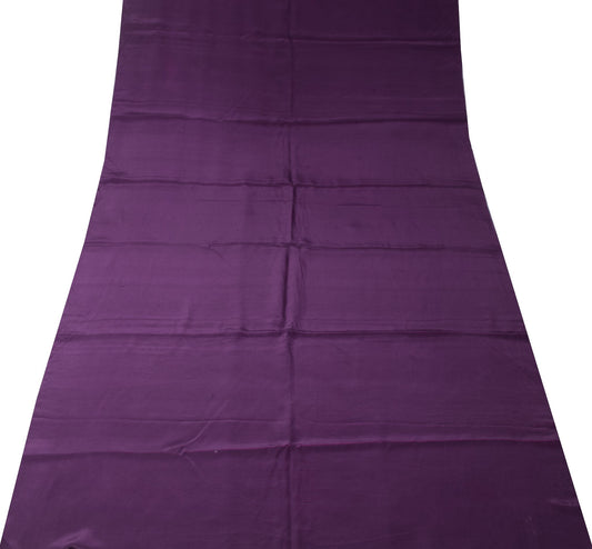 Sushila Vintage Pure Crepe Silk Sari Remnant Scrap Dark Purple Soft Craft Fabric