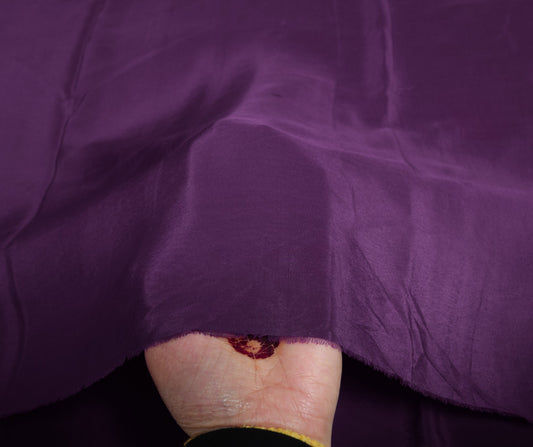 Sushila Vintage Pure Crepe Silk Sari Remnant Scrap Dark Purple Soft Craft Fabric