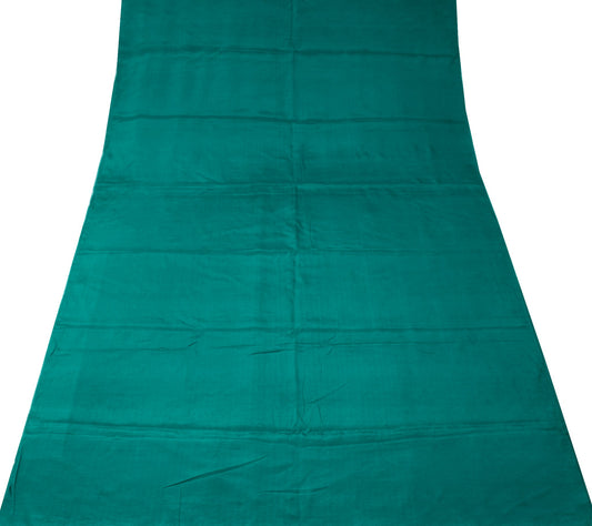 Sushila Vintage Pure Crepe Silk Sari Remnant Scrap Soft Teal Green Craft Fabric