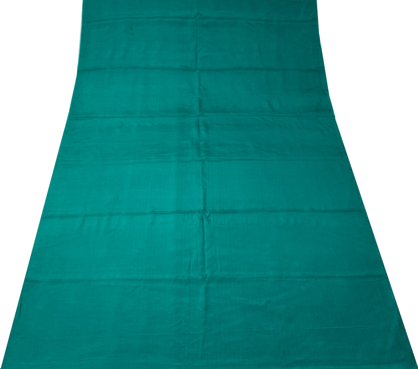 Sushila Vintage Pure Crepe Silk Sari Remnant Scrap Soft Teal Green Craft Fabric