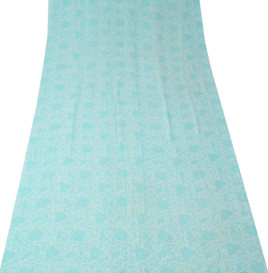 Sushila Vintage Floral Printed Sari Remnant Scrap Pure Georgette Craft Fabric