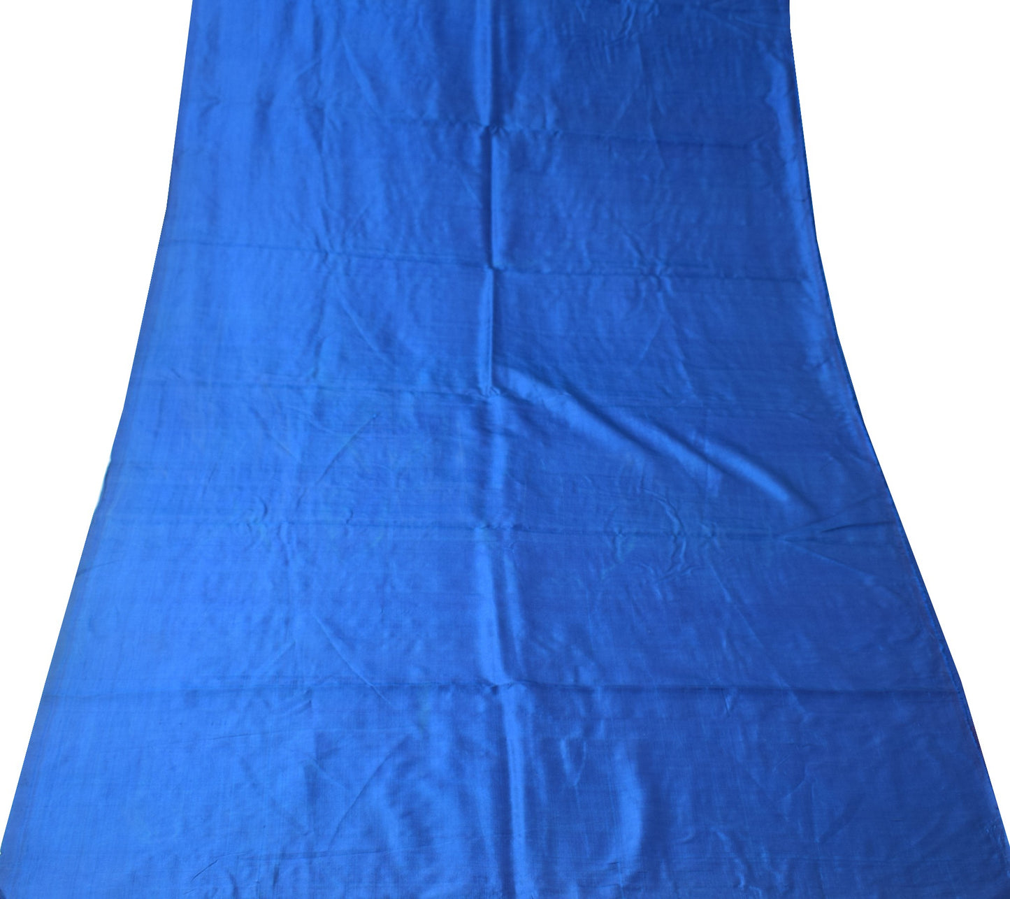 Sushila Vintage Blue Sari Remnant Scrap Multi Purpose Pure Silk Craft Fabric