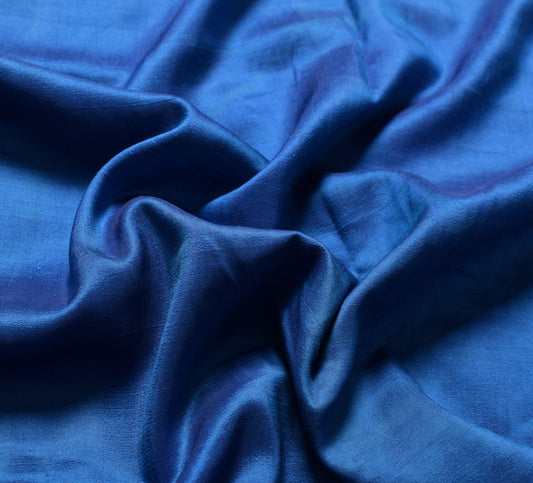 Sushila Vintage Blue Sari Remnant Scrap Multi Purpose Pure Silk Craft Fabric