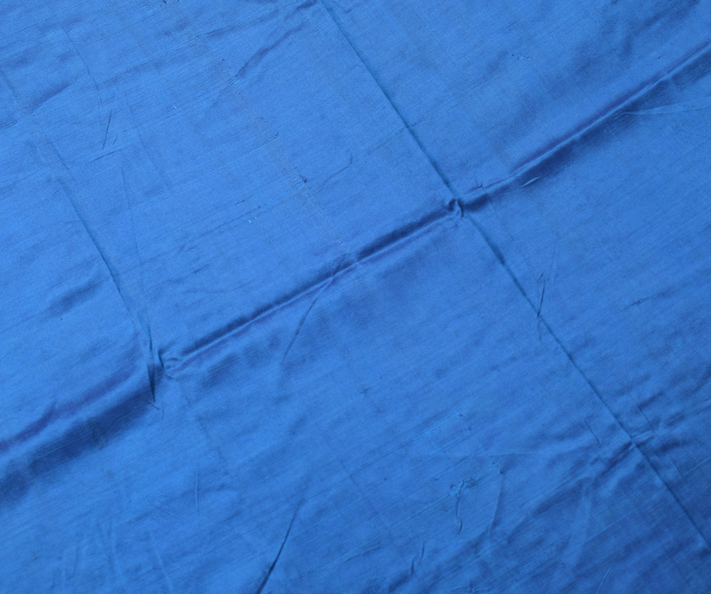 Sushila Vintage Blue Sari Remnant Scrap Multi Purpose Pure Silk Craft Fabric