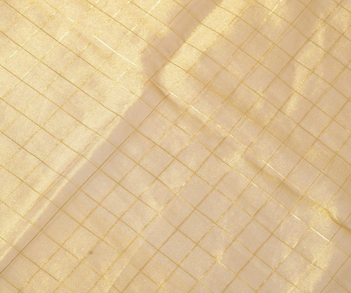 Sushila Vintage Golden Sari Remnant Scrap Art Tissue Zari Woven Craft Fabric