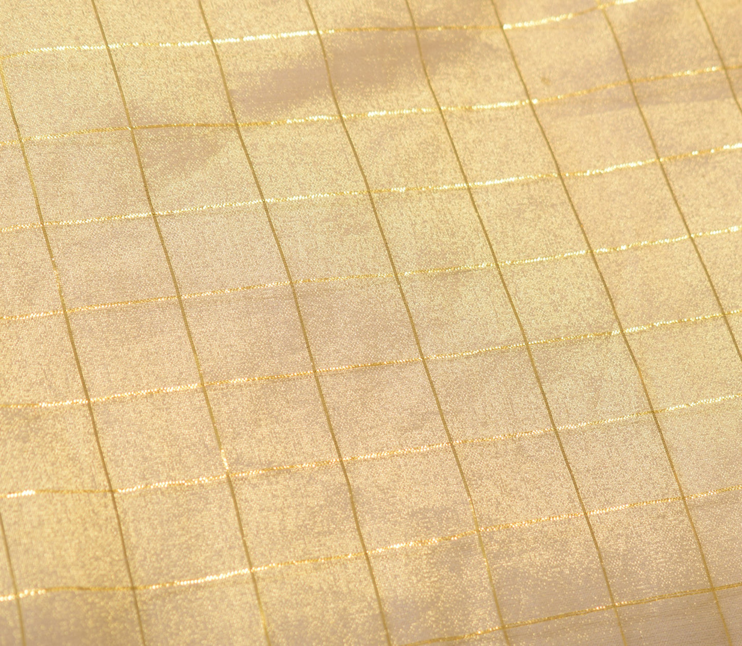 Sushila Vintage Golden Sari Remnant Scrap Art Tissue Zari Woven Craft Fabric