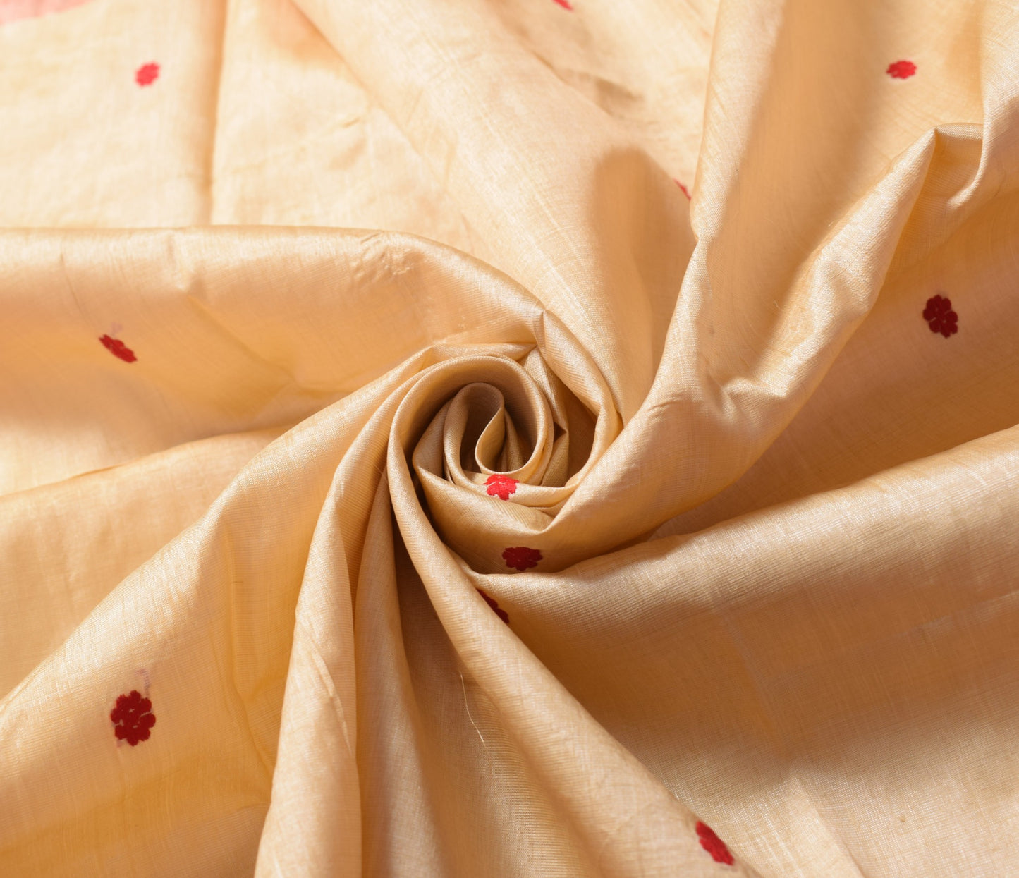 Sushila Vintage Assamese Muga Silk Sari Remnant Scrap Beige Woven Craft Fabric