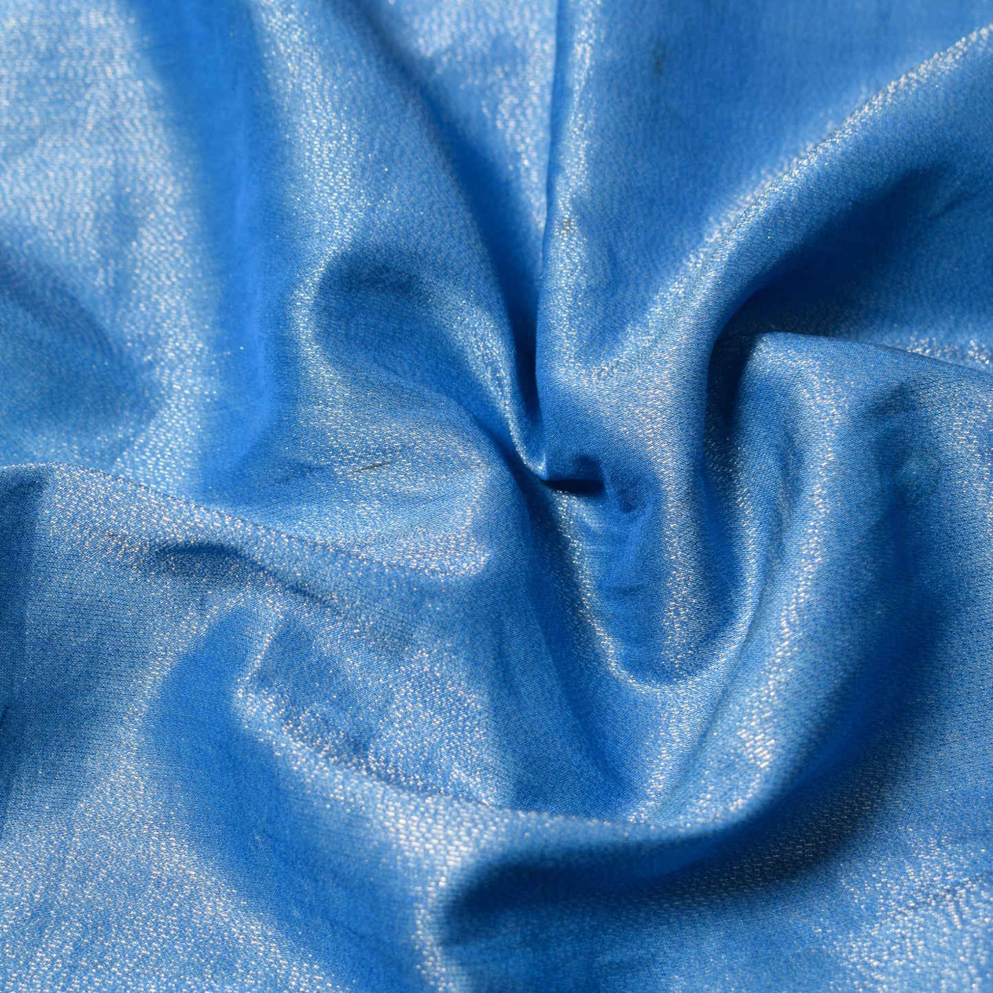 Sushila Vintage Banarasi Brocade Sari Remnant Scrap Blue 228" Silk Craft Fabric