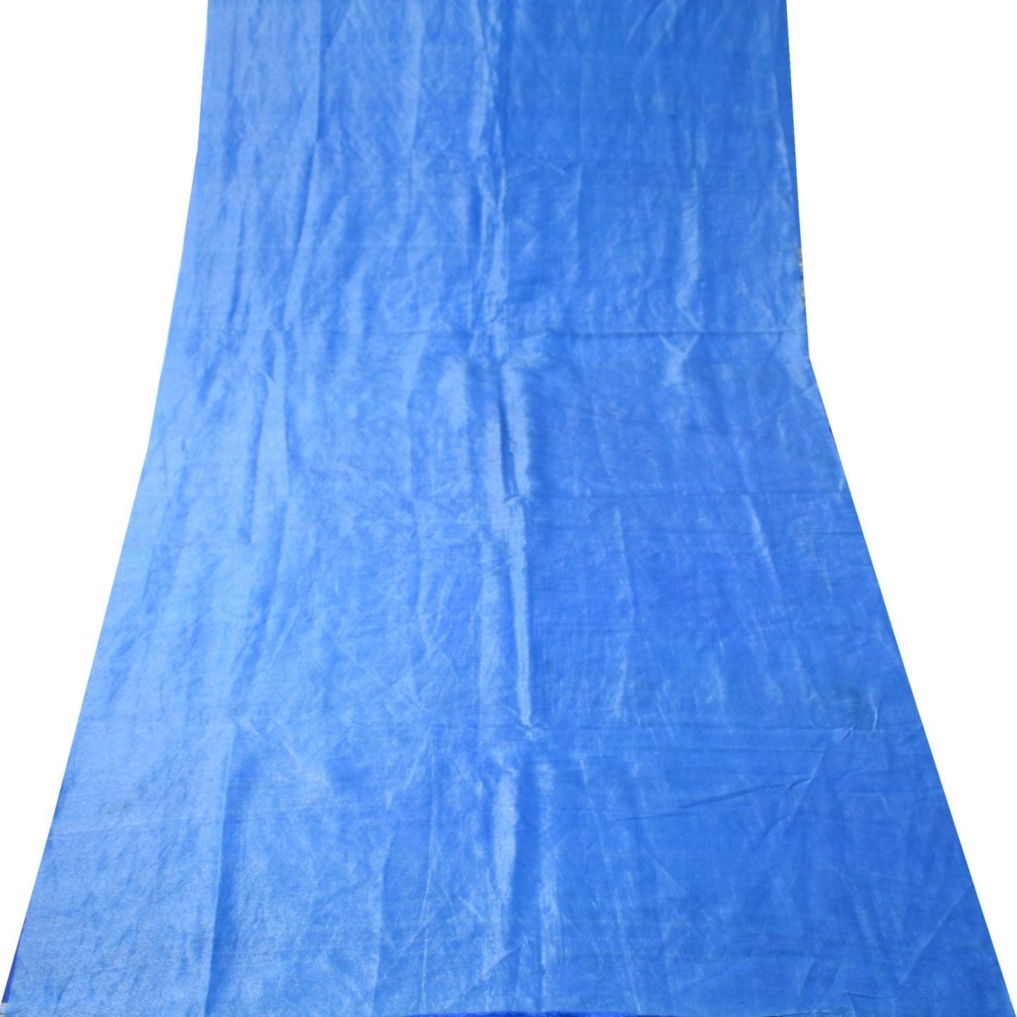 Sushila Vintage Banarasi Brocade Sari Remnant Scrap Blue 228" Silk Craft Fabric