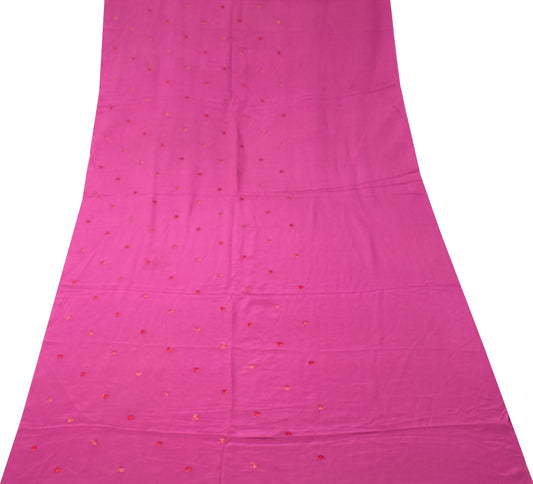 Sushila Vintage Hand Work Sari Remnant Scrap Pure Silk Magenta Soft Craft Fabric