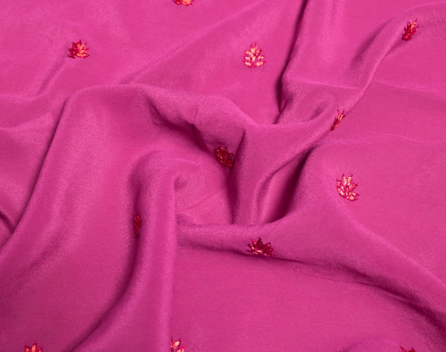 Sushila Vintage Hand Work Sari Remnant Scrap Pure Silk Magenta Soft Craft Fabric