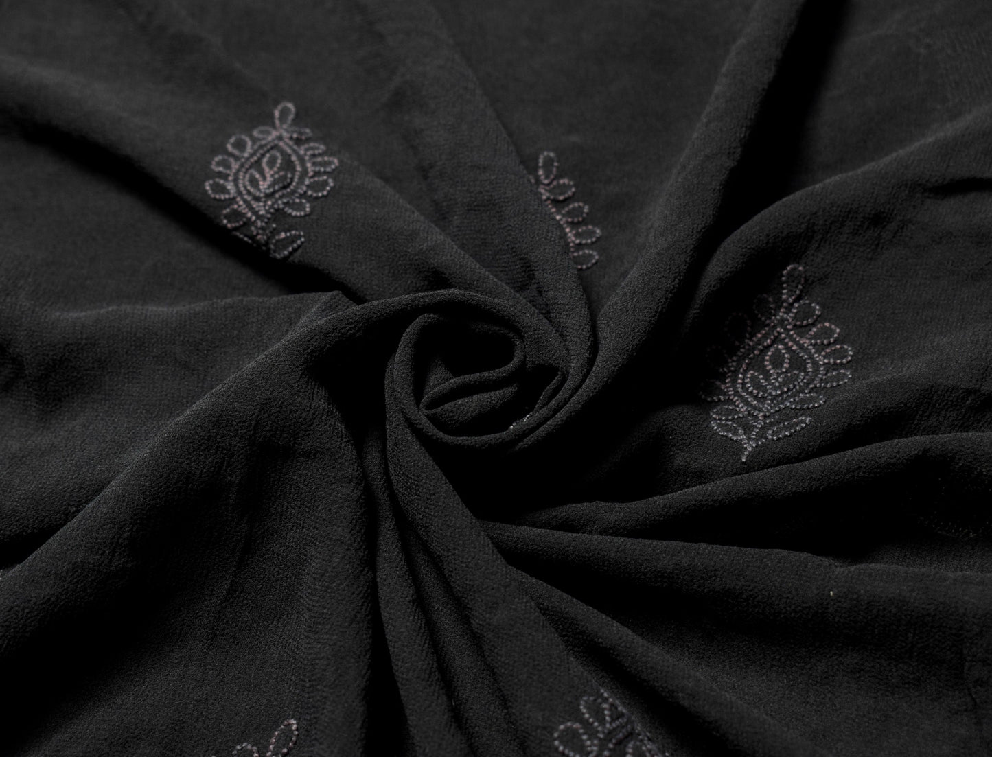 Sushila Vintage Lucknowi Chikankari Sari Remnant Scrap Georgette Craft Fabric