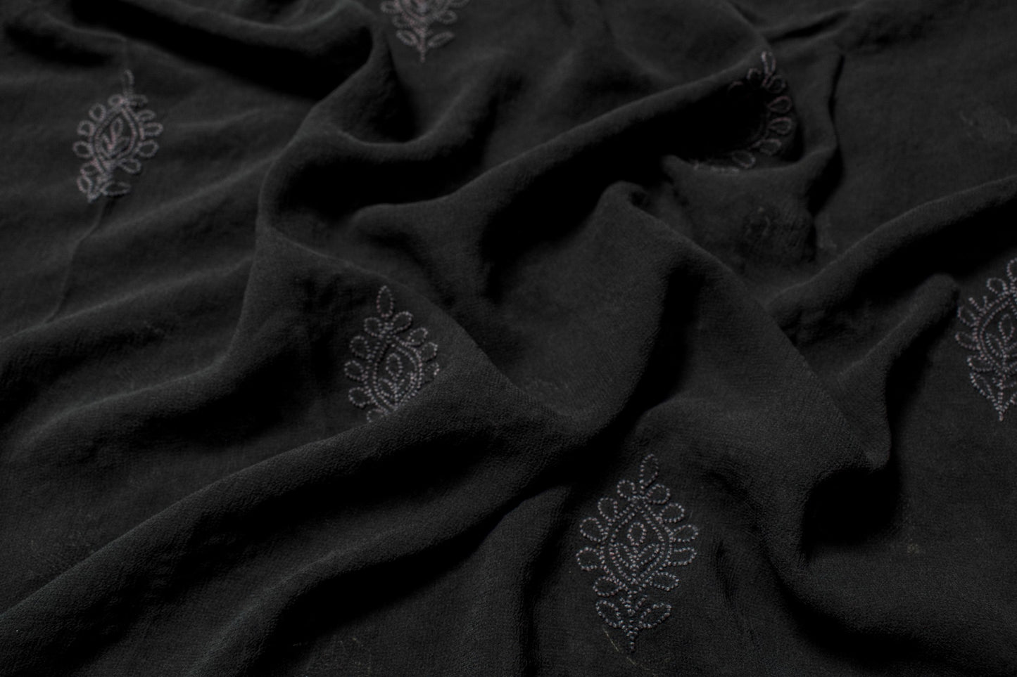 Sushila Vintage Lucknowi Chikankari Sari Remnant Scrap Georgette Craft Fabric