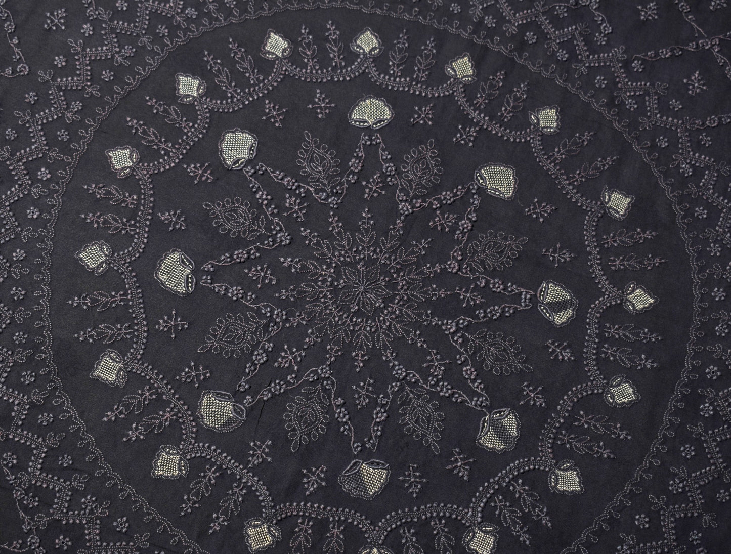 Sushila Vintage Lucknowi Chikankari Sari Remnant Scrap Georgette Craft Fabric