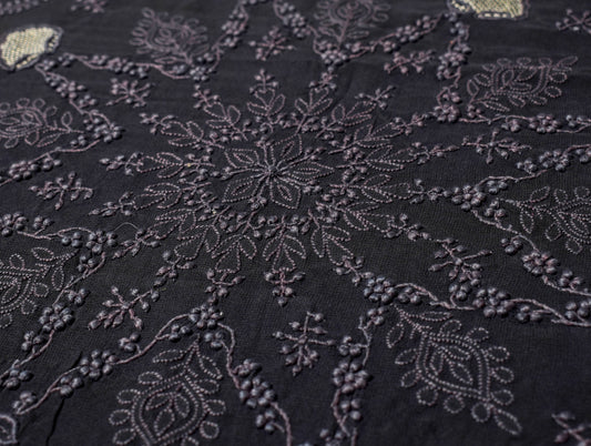 Sushila Vintage Lucknowi Chikankari Sari Remnant Scrap Georgette Craft Fabric