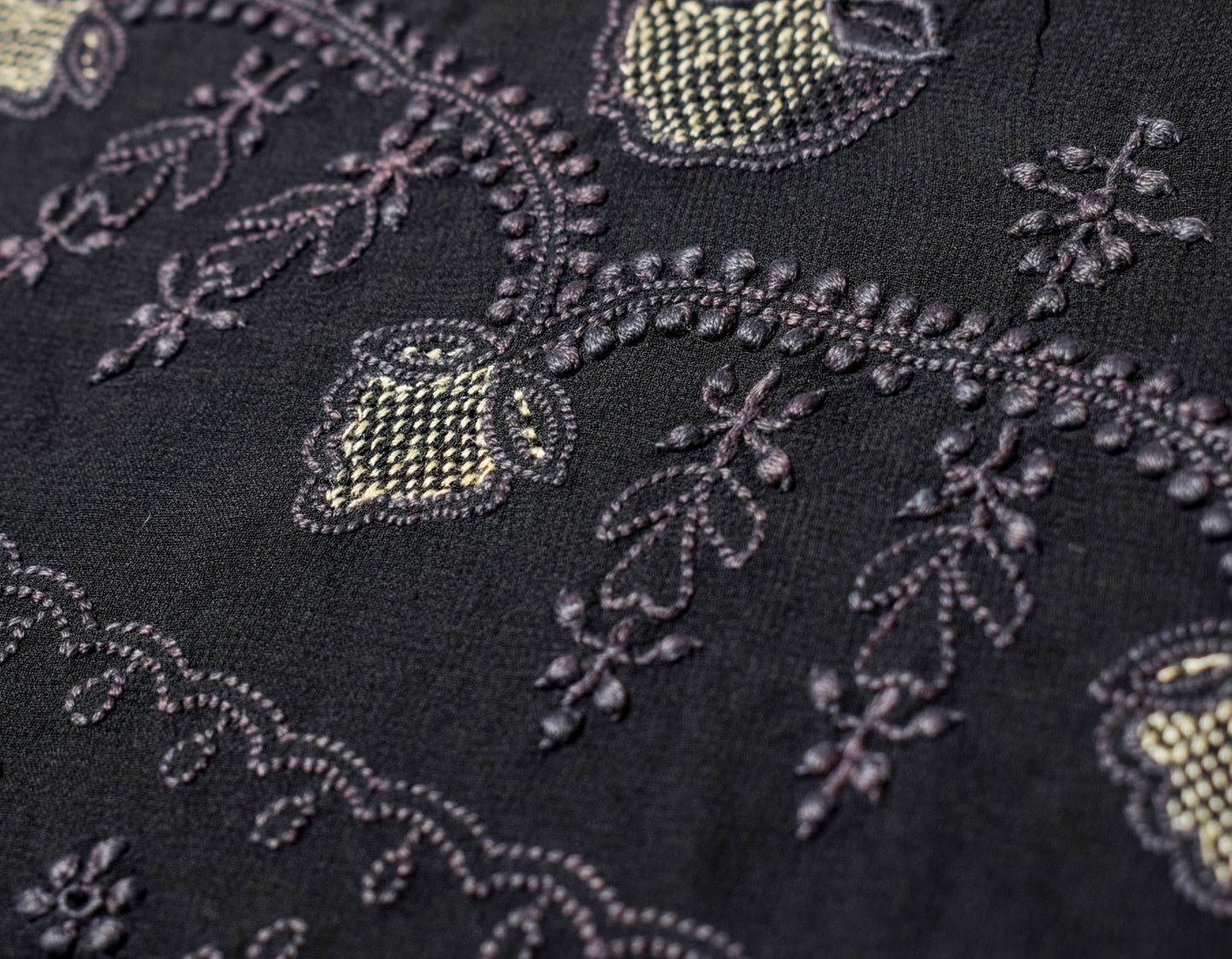 Sushila Vintage Lucknowi Chikankari Sari Remnant Scrap Georgette Craft Fabric