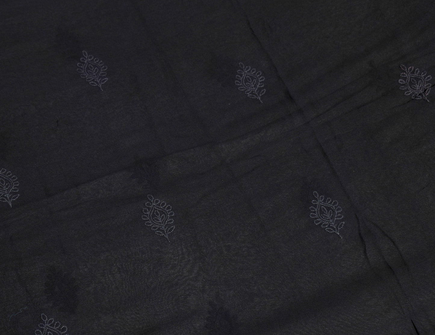 Sushila Vintage Lucknowi Chikankari Sari Remnant Scrap Georgette Craft Fabric