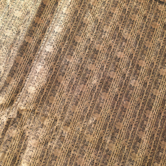 Sushila Vintage Kanjivaram Black Sari Remnant Scrap Pure Silk Woven Craft Fabric