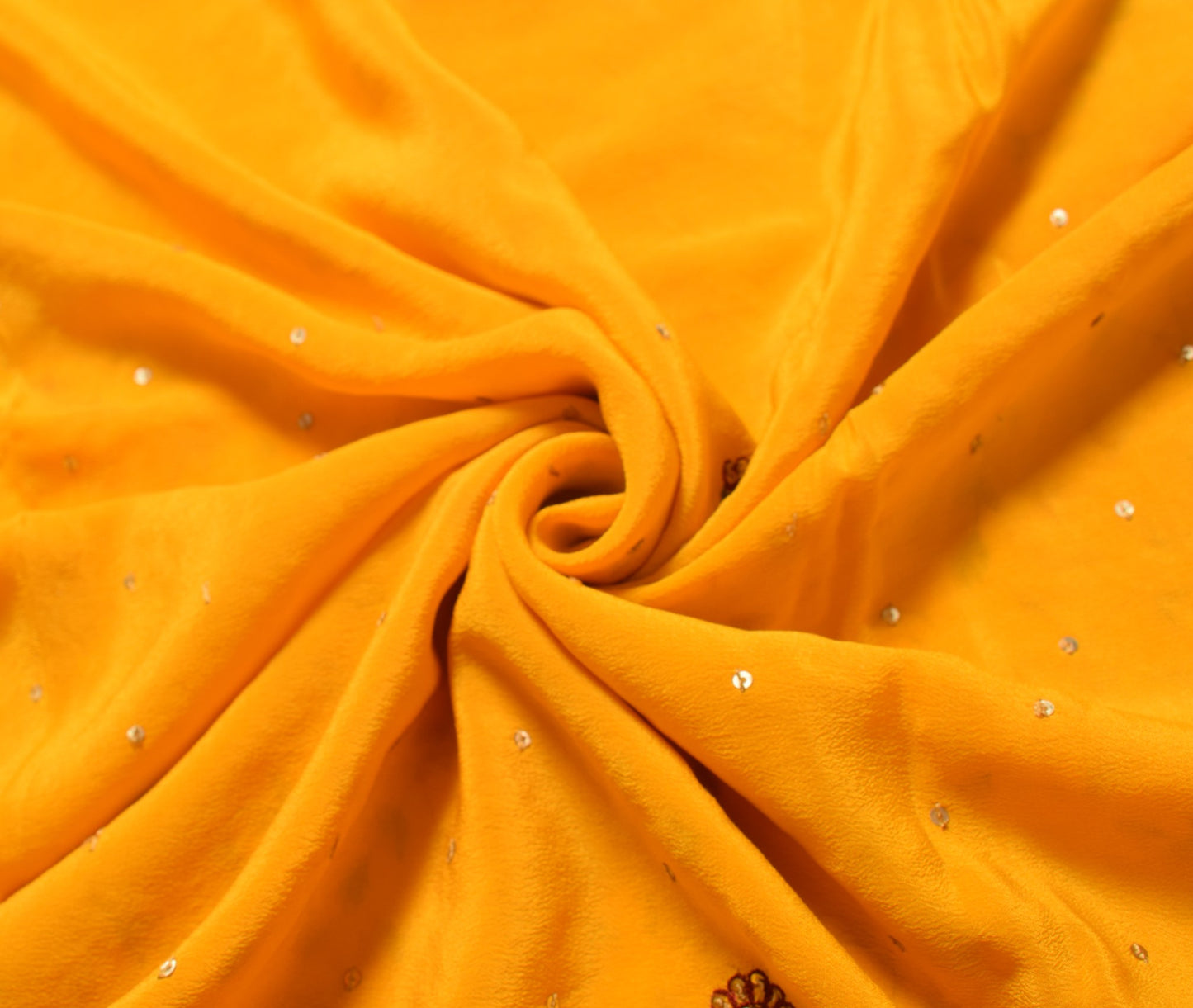 Sushila Vintage Handmade 5 YD Sari Remnant Scrap Pure Crepe Yellow Craft Fabric